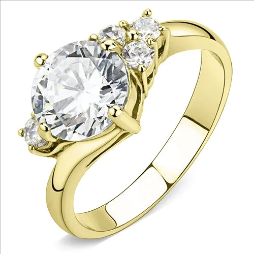 Rings Green CJE3670 Wholesale Womens Stainless Steel IP Gold AAA Grade CZ Clear Five Stone Ring Rings Green CJE3670 Wholesale Womens Stainless Steel IP Gold AAA Grade CZ Clear Five Stone Ring