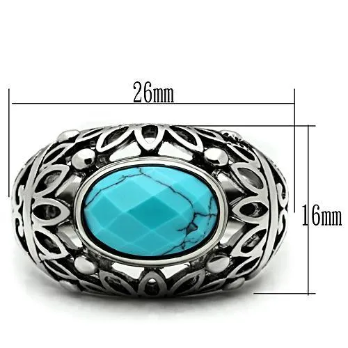 Rings Green CJG2432 Stainless Steel Turquoise Ring Rings Green CJG2432 Stainless Steel Turquoise Ring