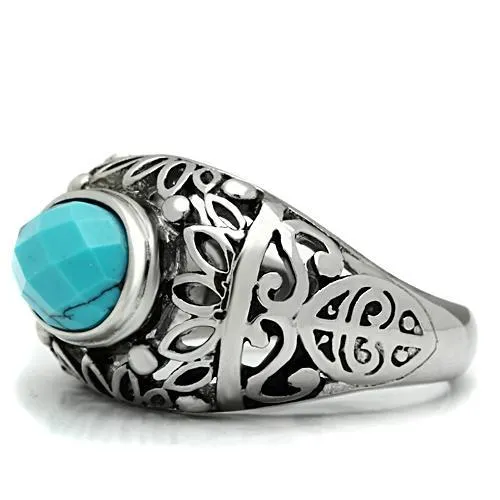 Rings Green CJG2432 Stainless Steel Turquoise Ring Rings Green CJG2432 Stainless Steel Turquoise Ring