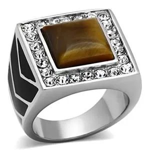 Rings Green CJG2578 Stainless Steel Tiger Eye Ring
