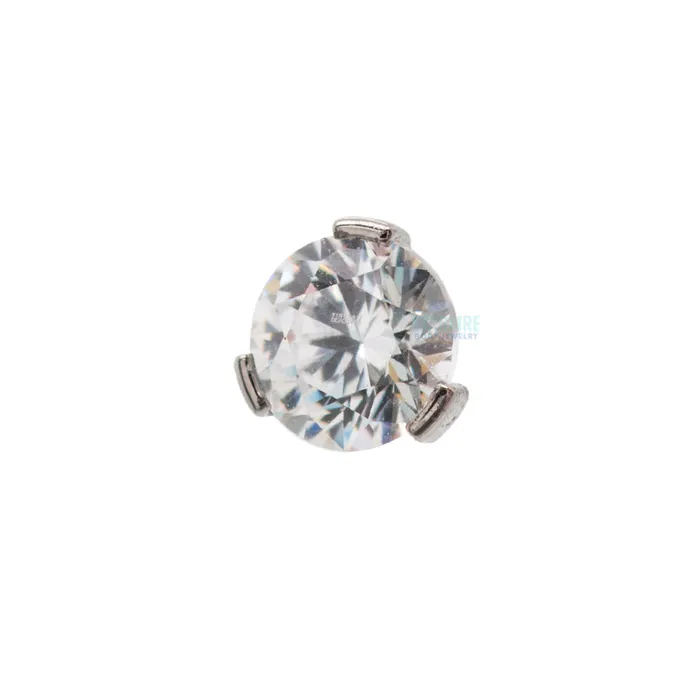 Rings Industrial Strength IS 3mm Flat Bottom 3 ProngSet Threaded End with Faceted Gem