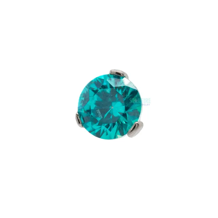 Rings Industrial Strength IS 3mm Flat Bottom 3 ProngSet Threaded End with Faceted Gem