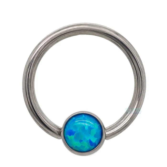 Rings Industrial Strength IS Captive Bead Ring CBR with BezelSet Opal
