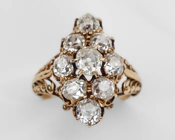 Rings Isadoras C Victorian Diamond Cluster Filigree Ring