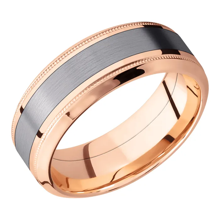 Rings Lashbrook 14K Rose Gold Band with Tantalum Inlay Rings Lashbrook 14K Rose Gold Band with Tantalum Inlay