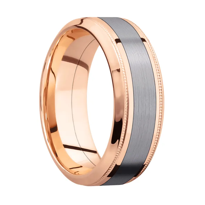 Rings Lashbrook 14K Rose Gold Band with Tantalum Inlay Rings Lashbrook 14K Rose Gold Band with Tantalum Inlay