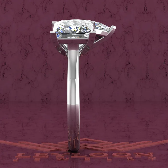 Rings Leyloon Jewelry 26 Carat Princess Cut 4 Carat Pear Cut TwoStone Baske D Color Moissanite Ring