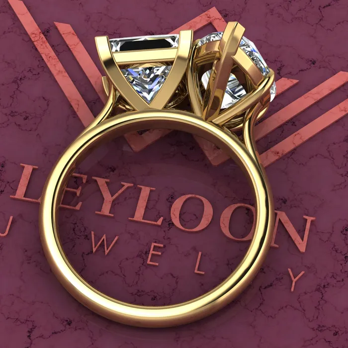 Rings Leyloon Jewelry 26 Carat Princess Cut 4 Carat Pear Cut TwoStone Baske D Color Moissanite Ring