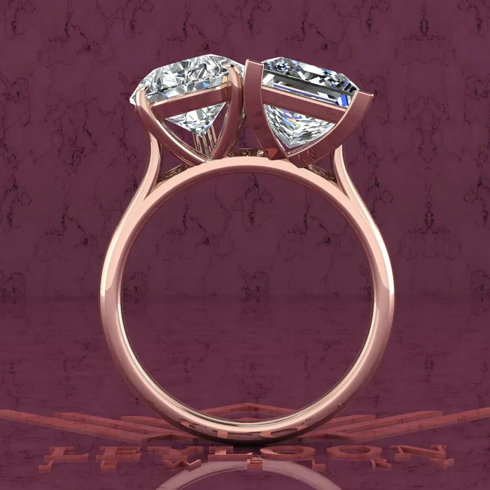 Rings Leyloon Jewelry 26 Carat Princess Cut 4 Carat Pear Cut TwoStone Baske D Color Moissanite Ring