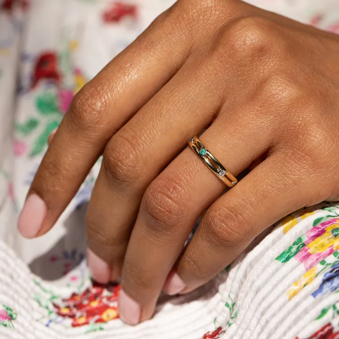 Rings MultiStone 18k Gold Eternity Band Vintage