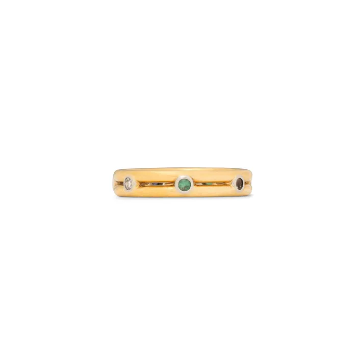Rings MultiStone 18k Gold Eternity Band Vintage