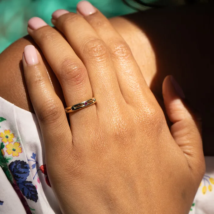 Rings MultiStone 18k Gold Eternity Band Vintage