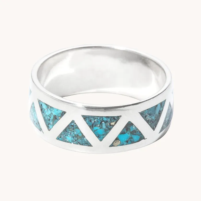 Rings TSkies Jewelry SkyWeaver Wide Band Azteca Turquoise Ring