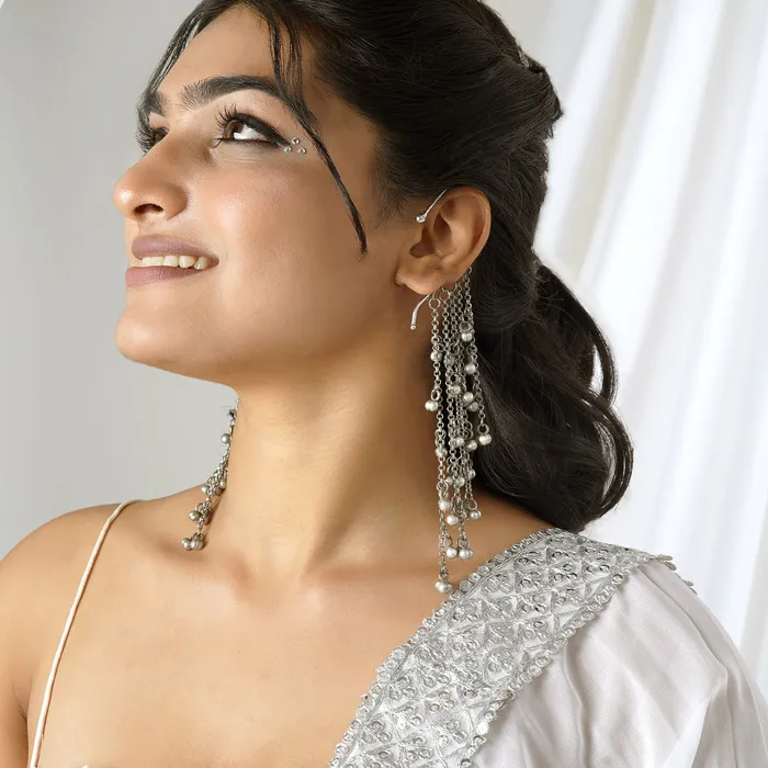 Rings Teejh Nuriya Silver Oxidised Ghungroo Earcuff Teejh