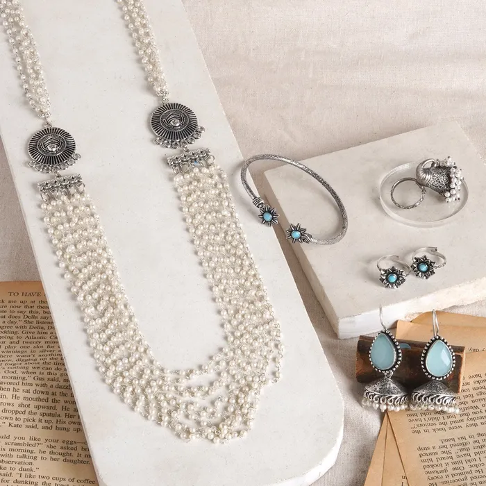 Rings Teejh Taxila Oxidised Silver Jewellery Gift Set Teejh