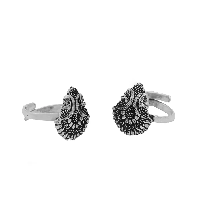 Rings Teejh Teejh Driti Metallic Silver Oxidized Jewelry Gift Set