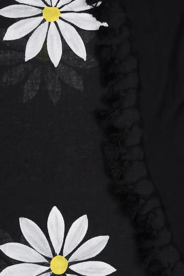 Rings Teejh Teejh Kusuma Black and White Mul Cotton Printed Saree Rings Teejh Teejh Kusuma Black and White Mul Cotton Printed Saree