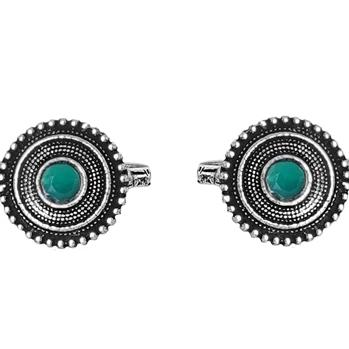 Rings Teejh Teejh Shaanvi Green Stone Silver Oxidised Toe Rings Rings Teejh Teejh Shaanvi Green Stone Silver Oxidised Toe Rings