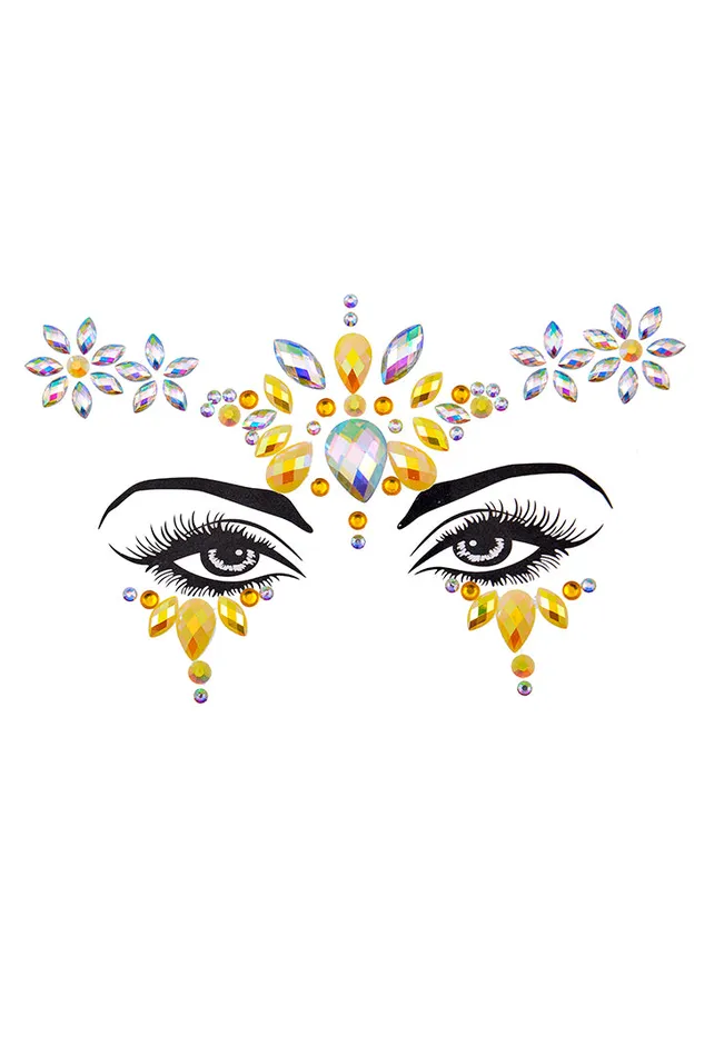 Rings THE LUMi SHOP Yellow Daisy Rhinestone Crystal Face Jewels