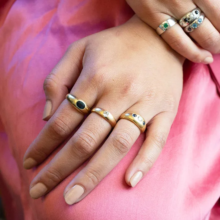 Rings Vintage Dome With Sapphire 14k Gold Ring