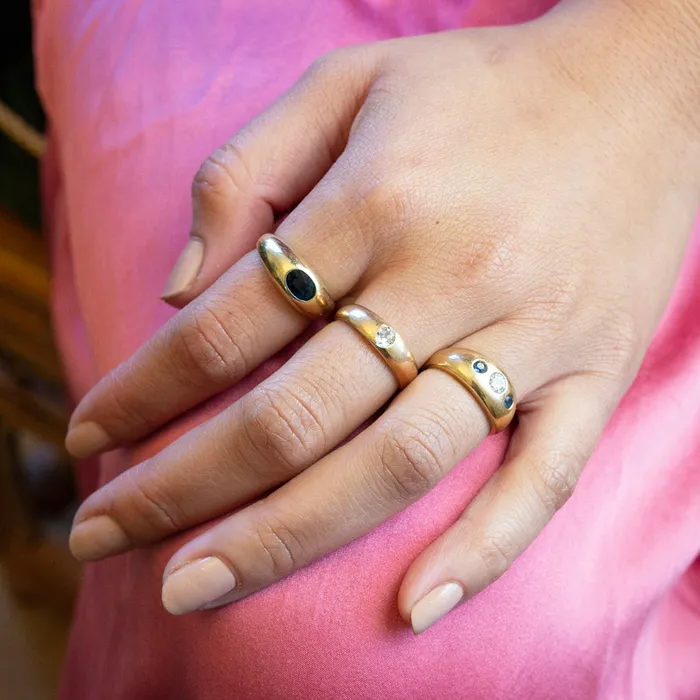 Rings Vintage Dome With Sapphire 14k Gold Ring