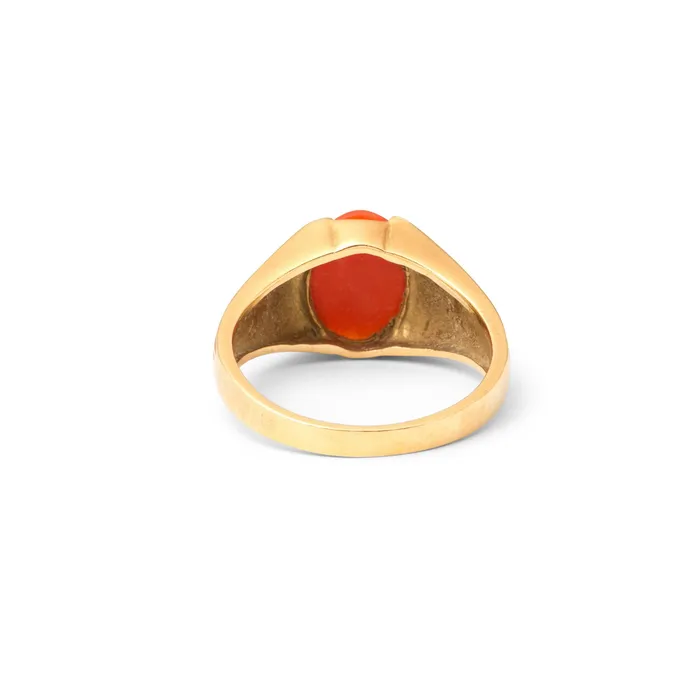 Rings Vintage Red Coral and 18k Gold Ring