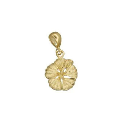 Rosa Marianas Necklaces 14KT Solid Yellow Gold Chiku 12mm Hibiscus Pendant
