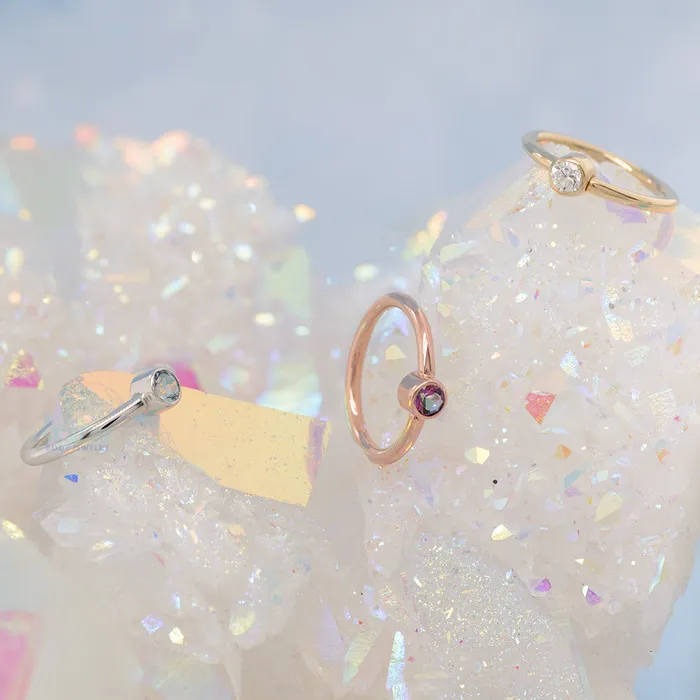 Round Fixed Bezel Seam Ring FBR in Gold with Mercury Mist Topaz Body Vision BVLA Rings