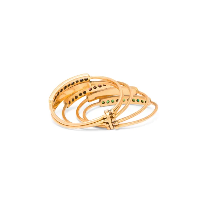 Sapphire Pearl Ruby Emerald and 14K Gold Harem Ring Antique Rings