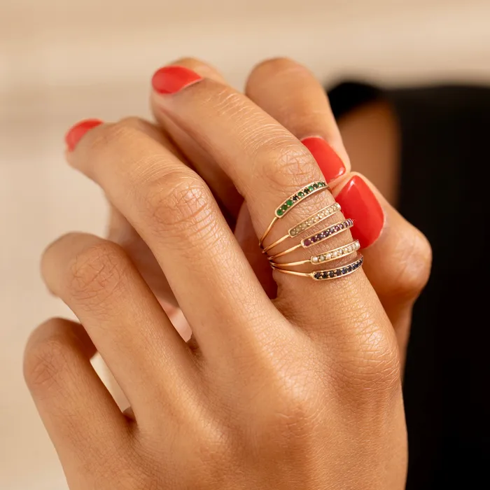 Sapphire Pearl Ruby Emerald and 14K Gold Harem Ring Antique Rings