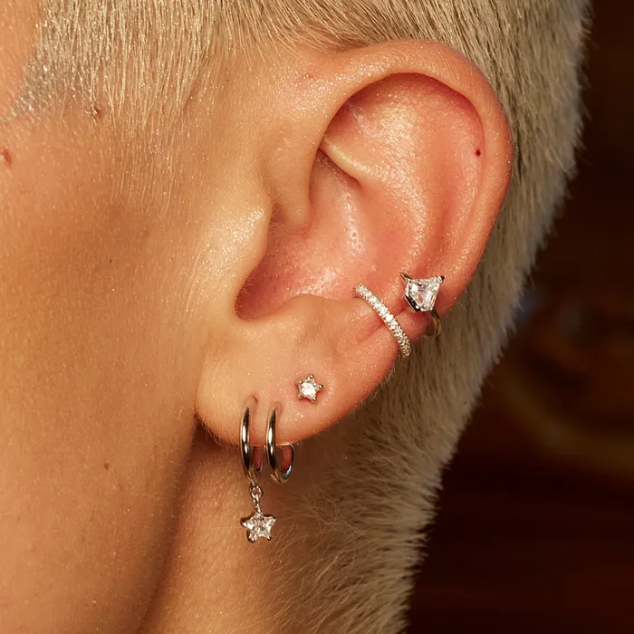Scream Pretty Earrings Diamond Double Band Small Single Ear Cuff Scream Pretty Earrings Diamond Double Band Small Single Ear Cuff