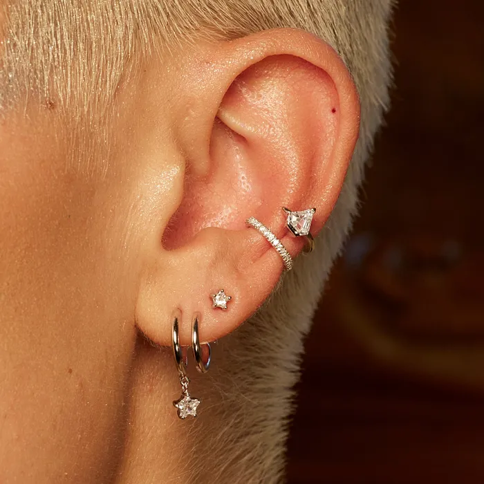 Scream Pretty Earrings Diamond Double Band Small Single Ear Cuff Scream Pretty Earrings Diamond Double Band Small Single Ear Cuff
