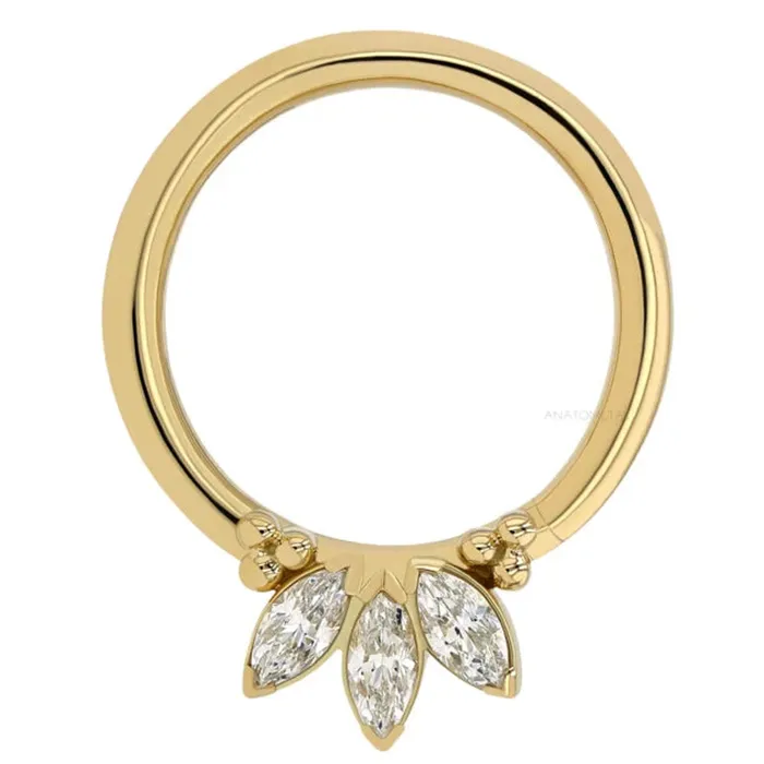 Sedona 1 Seam Ring in Yellow Gold with MarquiseCut Brilliant Gems Anatometal Rings