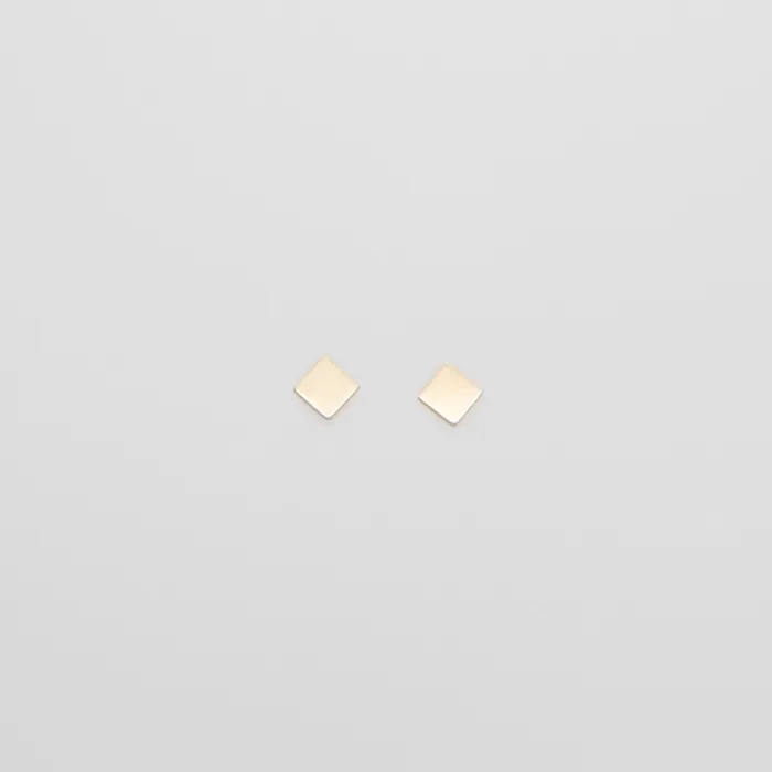 shiny square stud solid gold fejn PWD Earrings