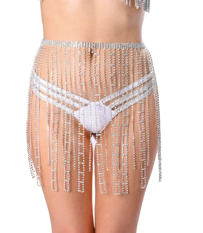 Silver Rhinestone Chain Skirt THE LUMI SHOP Necklaces