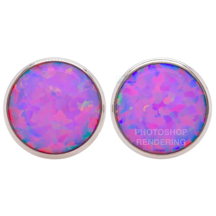 Single Gem Plugs Eyelets with Opal Cabochon Dark Pink Opal Anatometal Rings Single Gem Plugs Eyelets with Opal Cabochon Dark Pink Opal Anatometal Rings