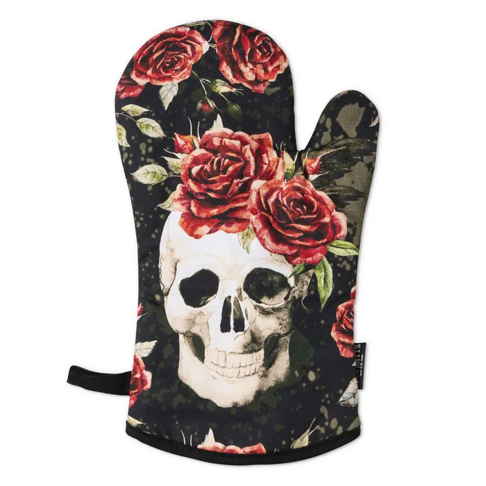 Skull Vintage Flower Oven Mitts And Potholder Set Oven Mitts Co Rings