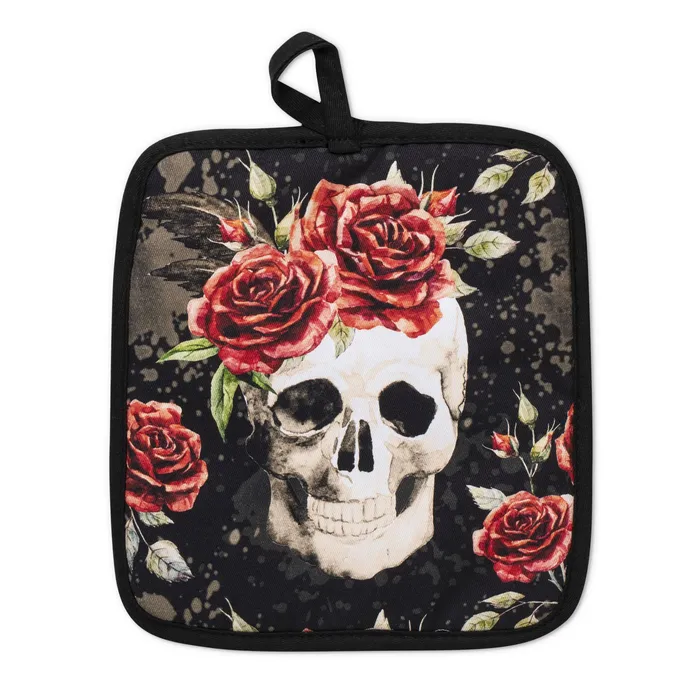 Skull Vintage Flower Oven Mitts And Potholder Set Oven Mitts Co Rings