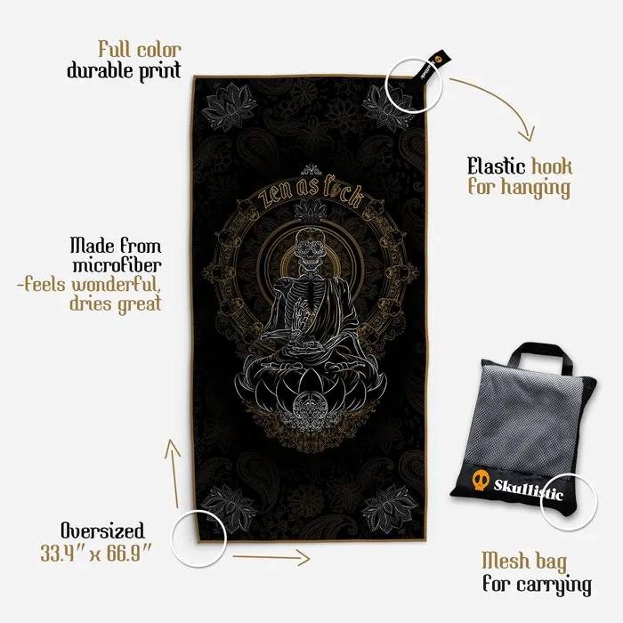 Skullistic Earrings Skullistic Zen Meditating Skeleton Towel