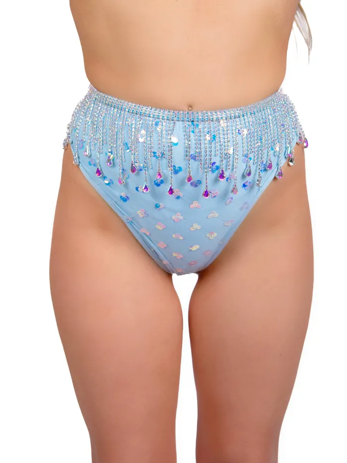Sky Blue Iridescent Drip Rhinestone Carnival Belt THE LUMI SHOP Rings