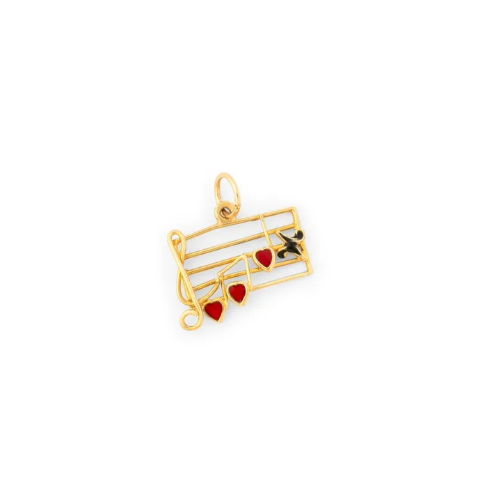 Sloan Co DEAR Musical Note 14k Gold and Enamel Charm Vintage Earrings