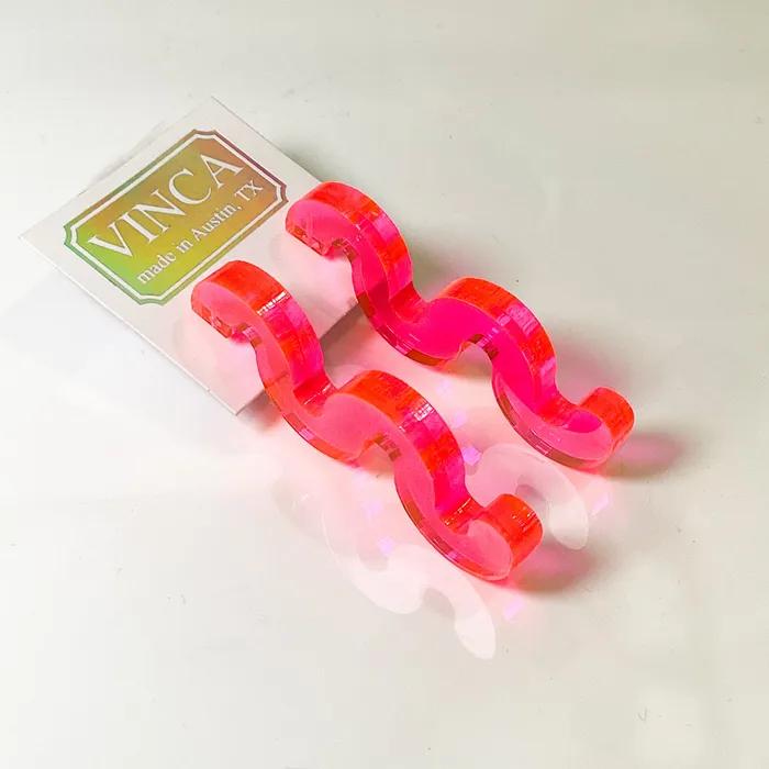Squiggle Earrings Transparent Pink VincaUSA Earrings