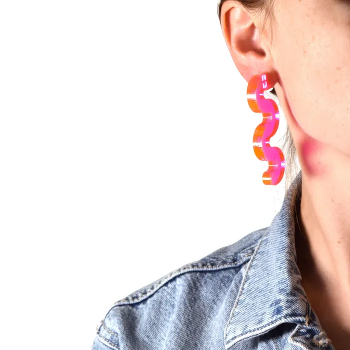 Squiggle Earrings Transparent Pink VincaUSA Earrings
