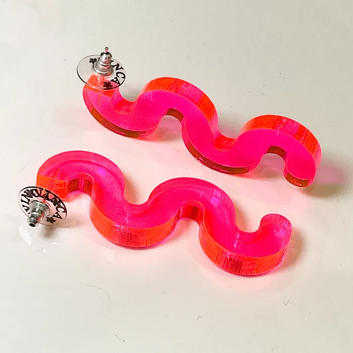 Squiggle Earrings Transparent Pink VincaUSA Earrings