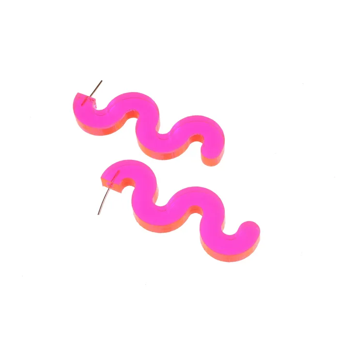 Squiggle Earrings Transparent Pink VincaUSA Earrings