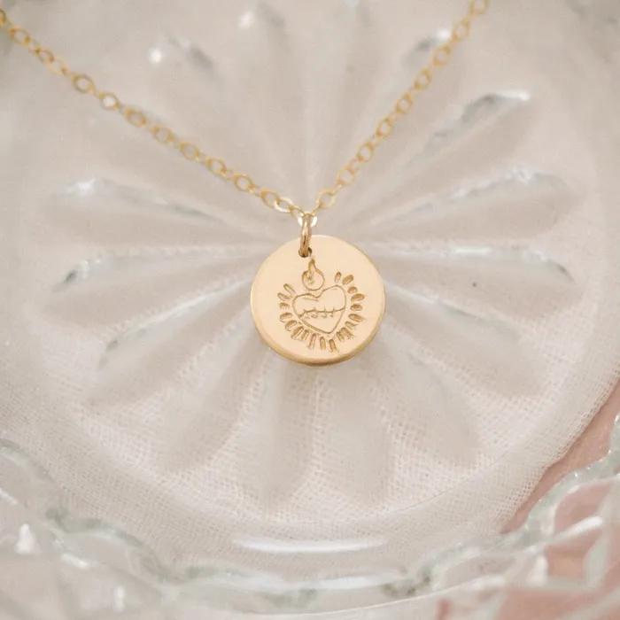 Stella Tide Necklaces Sacred Heart Disc Necklace