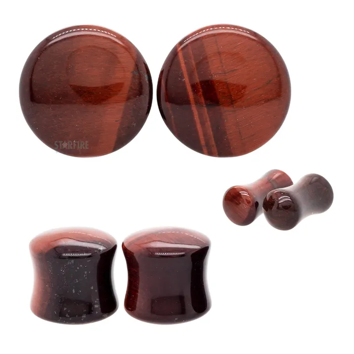 Stone Plugs Red Tiger Eye Oracle Body Jewelry Earrings