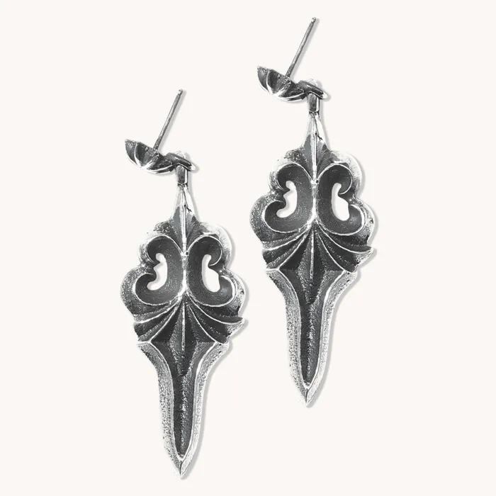 TSkies Jewelry Earrings Silver Tufa Cast Earrings by F Parkhurst