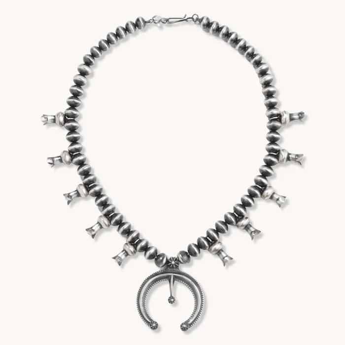 TSkies Jewelry Necklaces Handmade Silver Squash Blossom Necklace