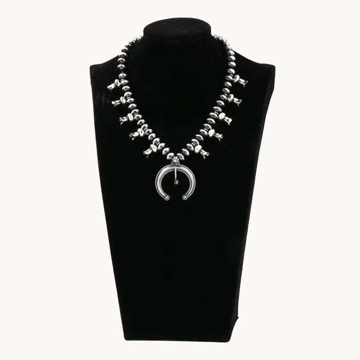 TSkies Jewelry Necklaces Handmade Silver Squash Blossom Necklace